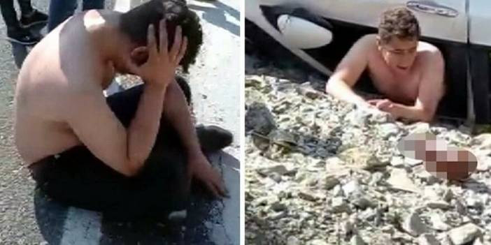 Takla atan otomobilin i&ccedil;inden &ccedil;ıktı, istediği şey şoke etti