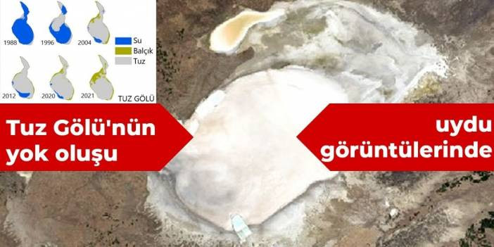 Tuz G&ouml;l&uuml;'n&uuml;n yok oluşu uydu g&ouml;r&uuml;nt&uuml;lerinde