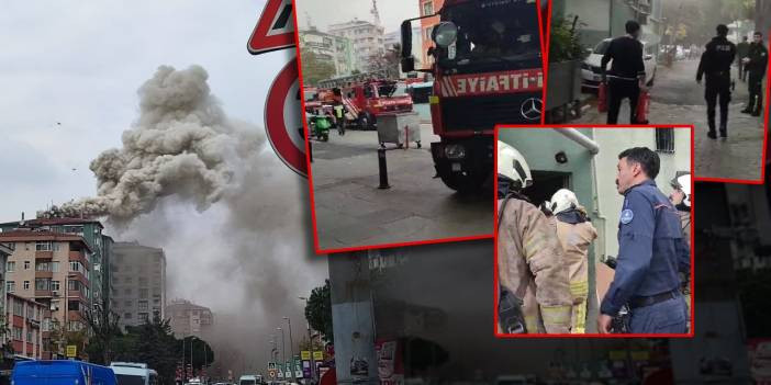 Yangın dumanı Kadık&ouml;y'&uuml; kapladı. O anlar kamerada