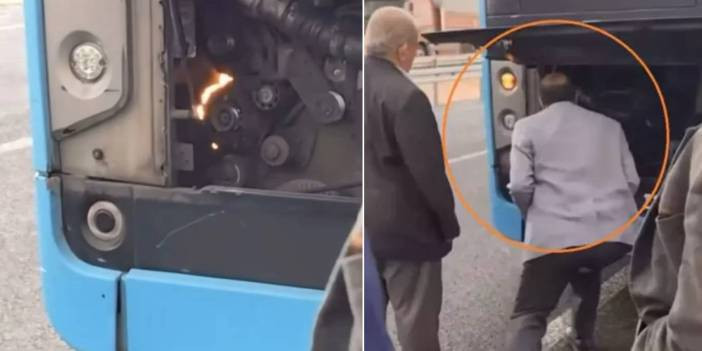 Otob&uuml;steki yangına yolcudan şaşırtan hamle