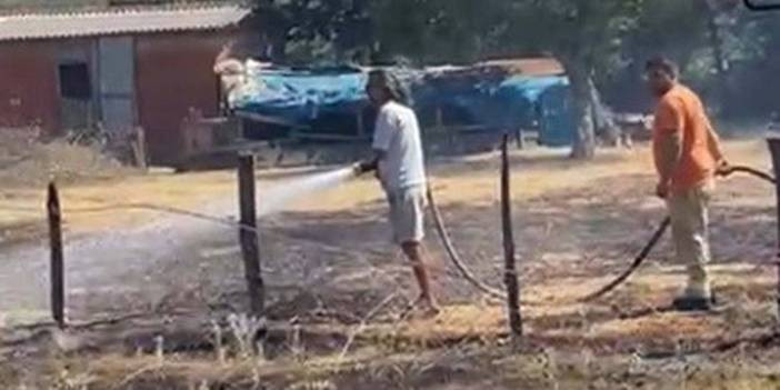 &Ccedil;anakkale'de korkutan yangın! &Uuml;nl&uuml; oyuncu yardıma koştu