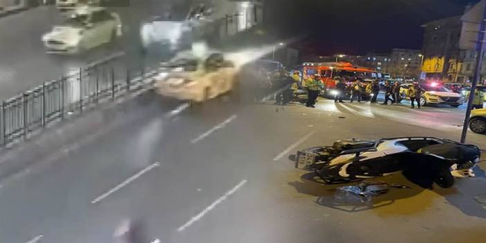 Şişhane’de feci kaza! Otomobilin çarptığı motosiklet durağa savruldu: Ölü ve yaralılar var